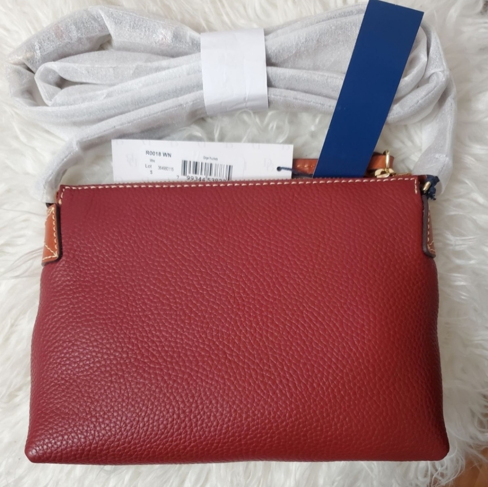 NEW Dooney & Bourke Wine Pebble Leather Pouchette Crossbody - Picture 5 of 8